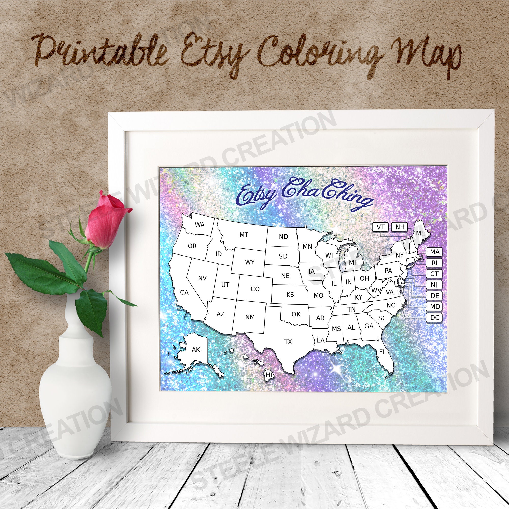 Etsy Color Map Printable Etsy Sales Map, Sales Tracker, Coloring Map, Stationery Paper ...