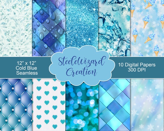 Winter Blue Digital Paper, Cold Theme Blue Seamless Download, Scrapbook  Paper Pack, Multi Print, Snowflakes, Printable, Sublimation Print 