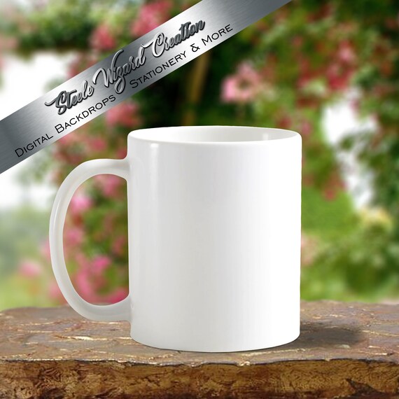 Blank Mug Mockup Backdrop Pink Flower Tree Styled Photo Etsy