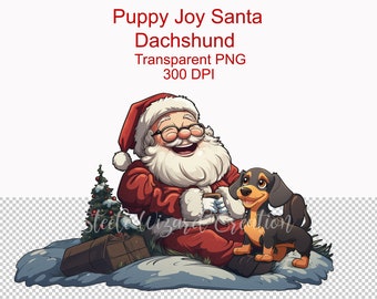 Santa y perro, Dachshund Wiener Dog Clipart, Cachorro Santa, Sublimación, PNG Clipart, Perro Navidad, uso comercial, Descarga digital, Mascota
