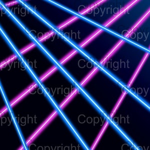 May include: Abstract digital art featuring a grid of intersecting neon blue and pink lines on a dark blue background.