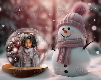 Paquete de fondo digital de globo de muñeco de nieve, fondos digitales de muñeco de nieve, globo de muñeco de nieve, retrato de globo de cristal de Navidad de temporada navideña Descargar
