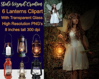 Lantern Digital Overlay, Lamp Lantern Overlays, 6 Lantern Clipart, Lantern PNG, Photo Composite PNG Overlays, Digital Download