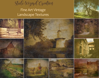 10 Fine Art Vintage Landscape Textures, Antique Digital Backgrounds, Texture Overlay, Photography Texture, Digital Backdrops