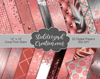 Papel digital Pink Glam, lámina metálica de oro rosa, descarga de papel de brillo sin costuras, papel de álbum de recortes, papel de fondo de sublimación