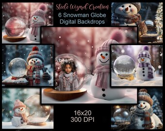 Paquete de fondo digital de globo de muñeco de nieve, fondos digitales de muñeco de nieve, globo de muñeco de nieve, retrato de globo de cristal de Navidad de temporada navideña Descargar