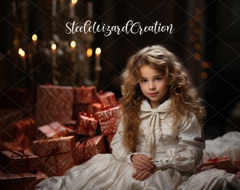 Fondo digital navideño, telón de fondo digital navideño de bellas artes, luz y regalos navideños, retrato navideño navideño, descargar