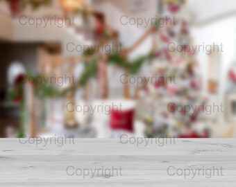 Kitchen Christmas Table, Holiday Product Background Mockup, Styled Stock Photography template, Design Mock Up, JPG Digital Download