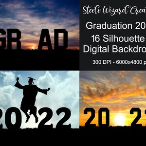 Graduate Digital Backdrops, 2022 Graduate Backgrounds, 2022 Graduation Silhouette, Class of 2022