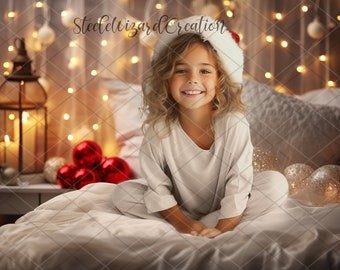 Fondo digital de Navidad, Telón de fondo digital de retrato de Navidad, Fondo de vacaciones, Mañana de Navidad, Luces de Navidad, Navidad cálida