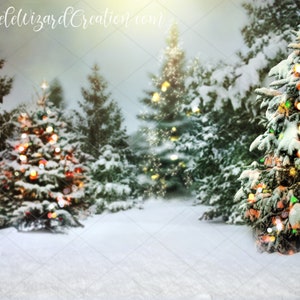 Christmas Tree Farm Backdrop Background Snow Tree Ornament - Etsy