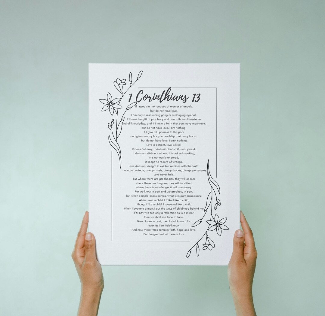 Printable Digital Download, 1 Corinthians 13, the Love Chapter, Black ...