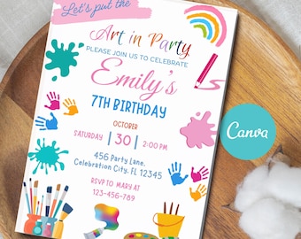 Art Birthday Party Invitation: Girl Art Theme (Editable, Printable)