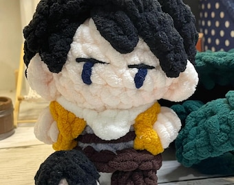 Peluche grande de Levi Ackerman, súper suave y hecho a mano, de ganchillo – Ataque a los Titanes Amigurumi