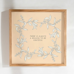Salute mentale positiva Cura di sé Cura Gratitudine Stampa artistica / Illustrazione minimalista moderna di ghirlanda botanica Toni neutri della terra / Decorazione per la casa