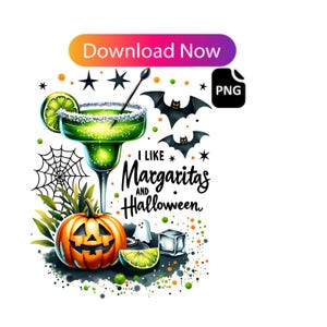 Spooky Margaritas Digital Download PNG - Halloween Party Decor - Printable Margarita Quotes for DIY Halloween Decor