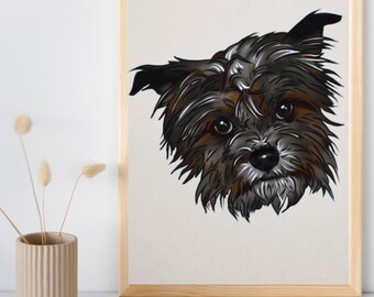 Custom Digital Pet Portrait, Pet Memorial-Pet Gift -New Pet Gift- Digitally Mastered Digital effect-Drawing from Photo-Pet Sympathy Gift