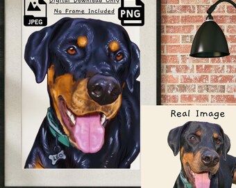 Custom Digital Pet Portrait, Pet Memorial-Pet Gift -New Pet Gift- Digitally Mastered Digital effect-Drawing from Photo-Pet Sympathy Gift