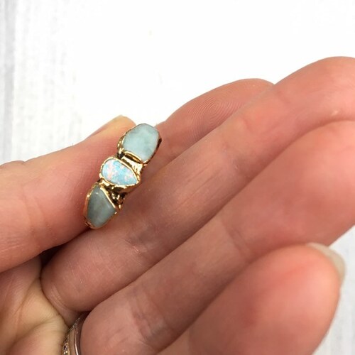 Australian shops Opal and Amazonite Moon Ring