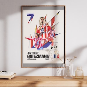 Griezmann Poster, Atletico Madrid, Soccer Poster, Soccer Gift, Bedroom Poster, Sports Poster, Sports Wall Art, Antoine Griezmann