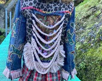 Chaqueta vaquera reelaborada única