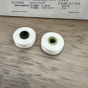 MAGNA-GLIDE White Bobbins. EmbroideryEmbroidery bobbins, Quilting bobbins, Sewing Machine bobbins. Style L. Pre-wound Magnetic core