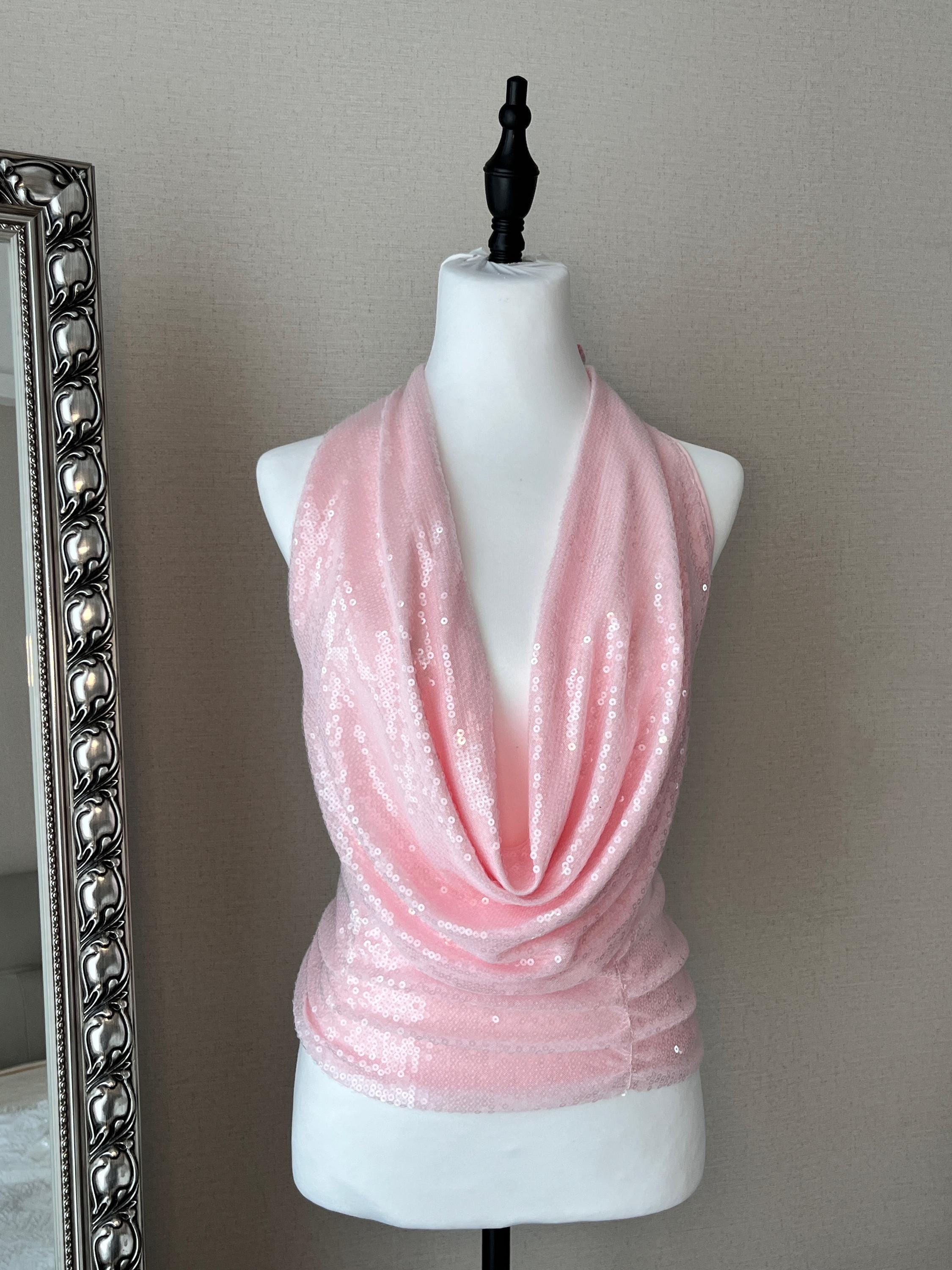 ★SCULPTOR★ Beaded Mesh Halter Top Dirty Pink SC24A214PK Beaded Mesh Halter Top Dirty Pink – Sculptor
