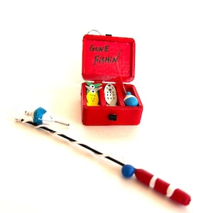Miniature Tackle Box Fairy Garden Mini Fishing Pole Fishing Rod Dollhouse Diorama