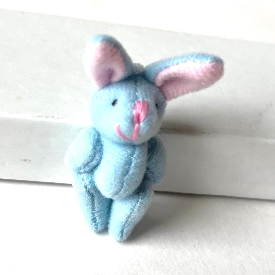 小さな青いウサギのぬいぐるみドールハウスクラフトイースター - Etsy 日本