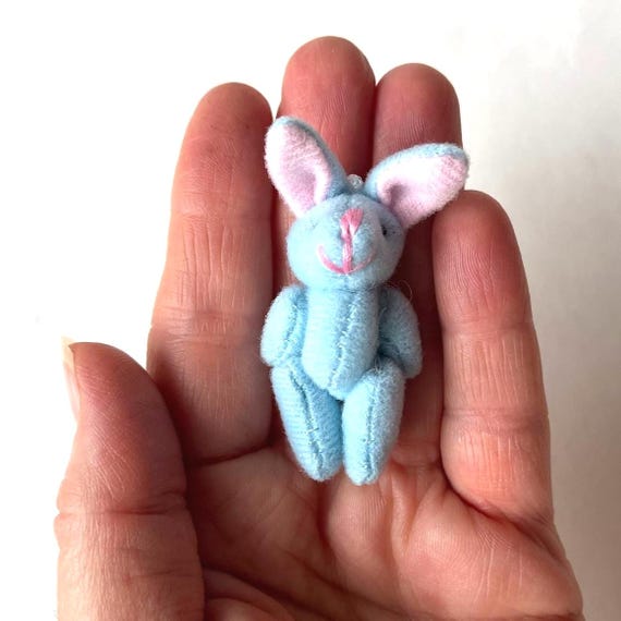 小さな青いウサギのぬいぐるみドールハウスクラフトイースター - Etsy 日本
