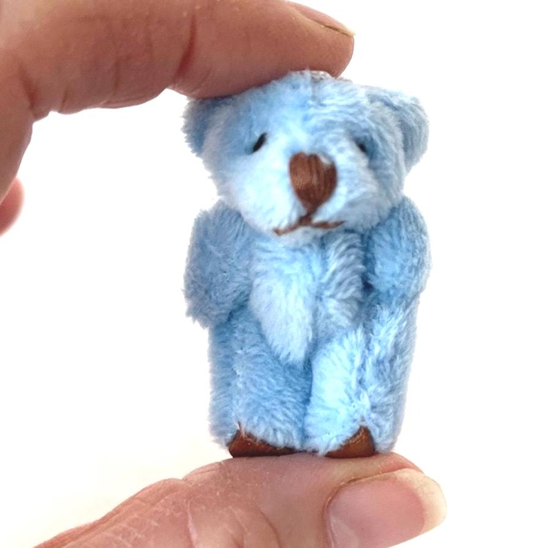 Very Tiny Soft Fuzzy Stuffed Teddy Bear (For 6yrs or older) Blue