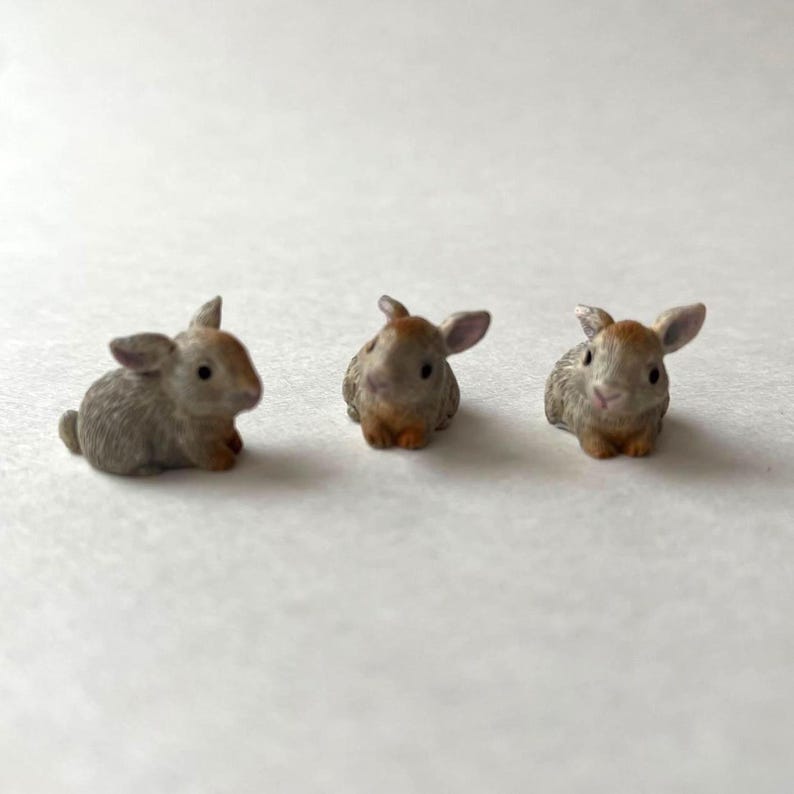 Miniature Brown Rabbits Tiny Bunny Rabbit Dollhouse Fairy Garden - Etsy