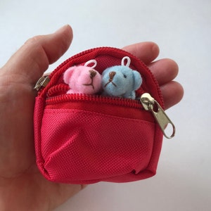 Doll Backpack Tiny Backpack Miniature Teddy Bear Travel Pack Animals sold separatley Red