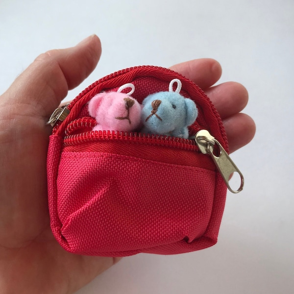 Doll Backpack Tiny Backpack Miniature Teddy Bear Travel Pack (Animals sold separatley)
