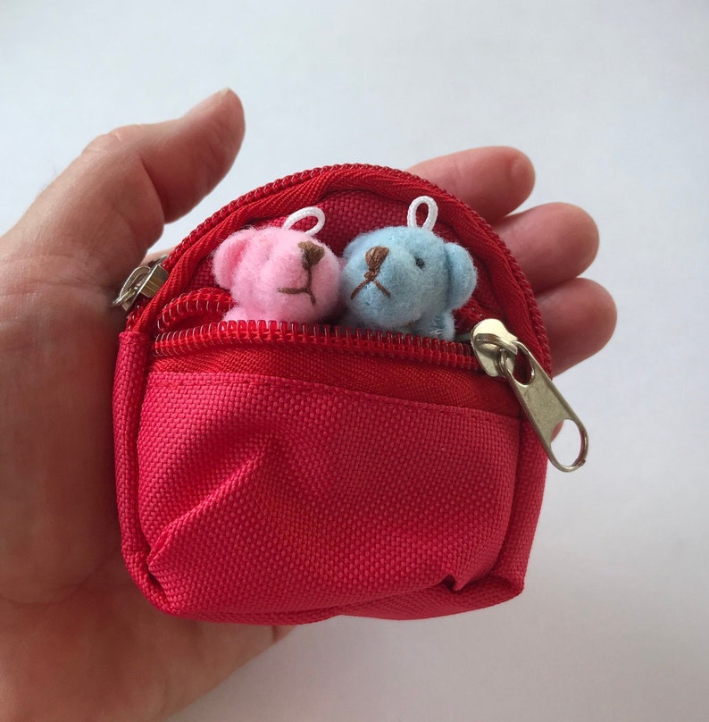Doll Backpack Tiny Backpack Miniature Teddy Bear Travel Pack Animals sold separatley Red
