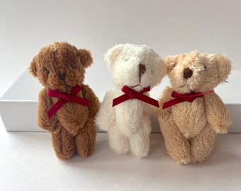 Mini Bears Miniature with Bow Bears Plush Bears Gift WrapTopper Plush Bear Gift Doll Toy Tiny Plush Teddy Bear Small Bear