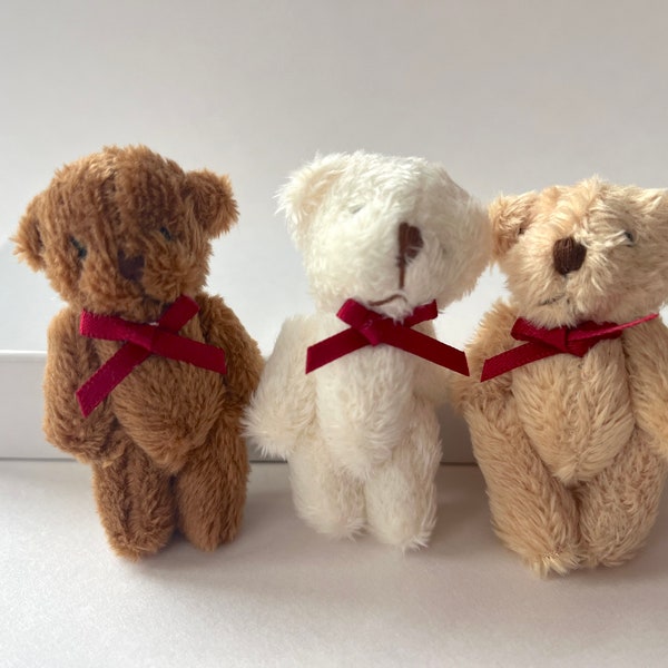 Mini Bears Miniature with Bow Bears Plush Bears Gift WrapTopper Plush Bear Gift Doll Toy Tiny Plush Teddy Bear Small Bear