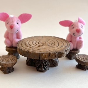 Fairy Garden Table Chairs Woodland Miniature Table Chairs Dining Set (table, 4 chairs)