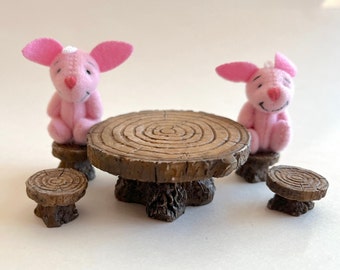 Fairy Garden Table Chairs Woodland Miniature Table Chairs Dining Set (table, 4 chairs)