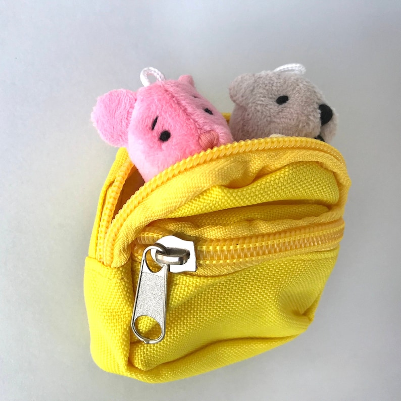 Doll Backpack Tiny Backpack Miniature Teddy Bear Travel Pack Animals sold separatley Yellow