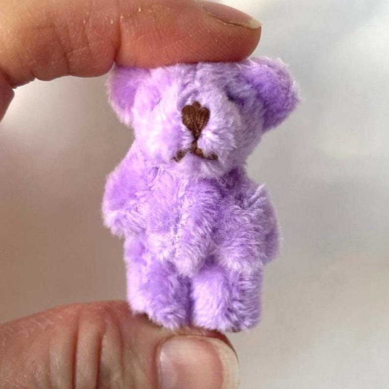 Very Tiny Soft Fuzzy Stuffed Teddy Bear (For 6yrs or older) Lilac