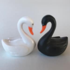 Set of Two Miniature Swans Dollhouse Swan Fairy Garden Micro Landscape Resin Craft