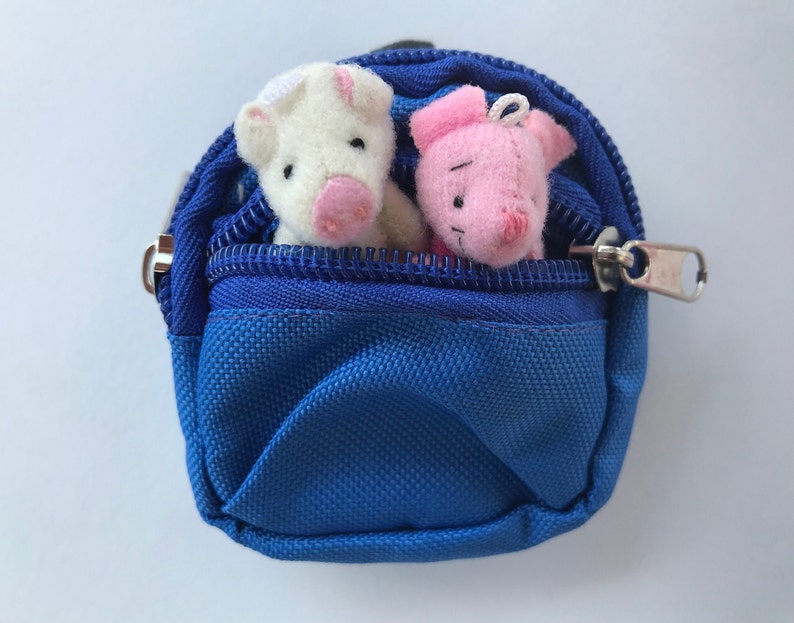 Doll Backpack Tiny Backpack Miniature Teddy Bear Travel Pack Animals sold separatley Blue