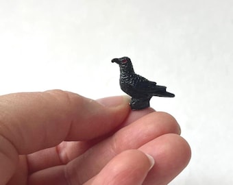 Miniature Black Crow Halloween Raven Dollhouse Diorama