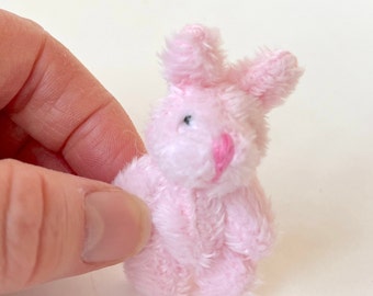 Tiny Pink Plush Bunny Miniature Pink Stuffed Bunny Mini Pink Plush Bunny Rabbit Baby Pink Bunny Rabbit Dollhouse Bunny Doll Toy