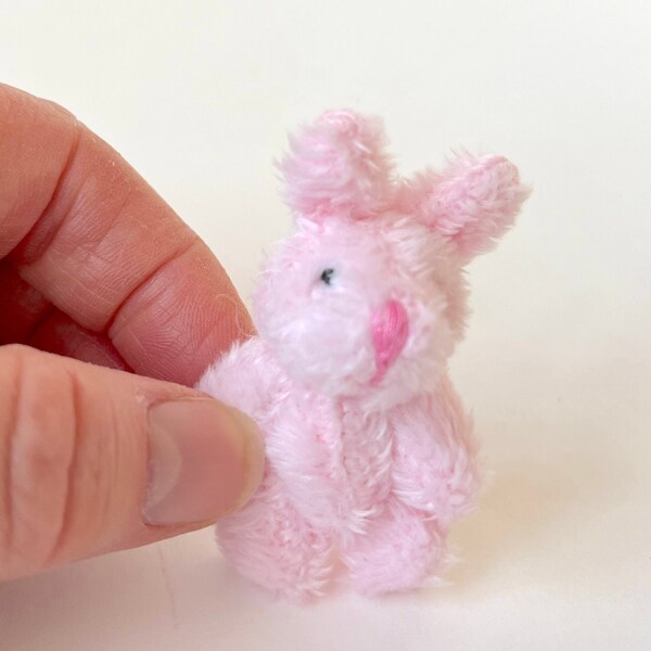 Tiny Pink Plush Bunny Miniature Pink Stuffed Bunny Mini Pink Plush Bunny Rabbit Baby Pink Bunny Rabbit Dollhouse Bunny Doll Toy