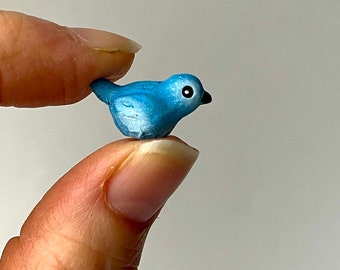 Miniature Blue Bird Fairy Garden Dollhouse Resin Craft