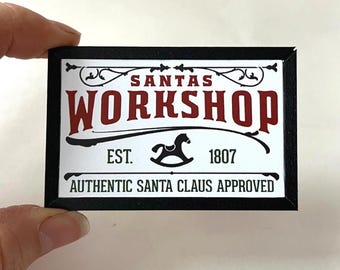 Santa's Werkstatt Miniatur Schild Puppenhaus Weihnachten Zeichen