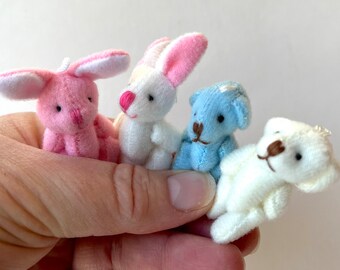 Mini Stuffed Animals Plush Bunny Rabbit Tiny Bear Miniature Teddy Bear Small Teddy Bear Craft Supply Doll Dollhouse