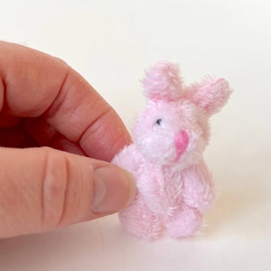 Tiny Bunny Rabbit Dollhouse Toy Miniature Stuffed Animal 6yrs or older Pink